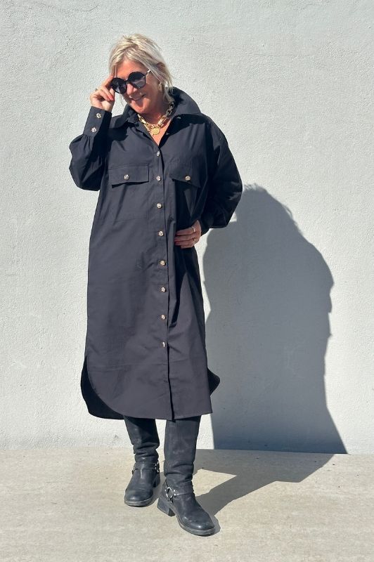 Gaspar Sevilla poplin dress i sort