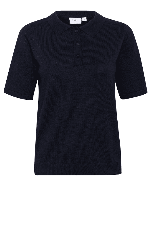 Saint Tropez Mila strik I Polo pullover i sort