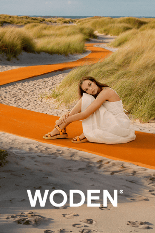 Woden Line sandal | Damesandal i orange I Natural Soft sål