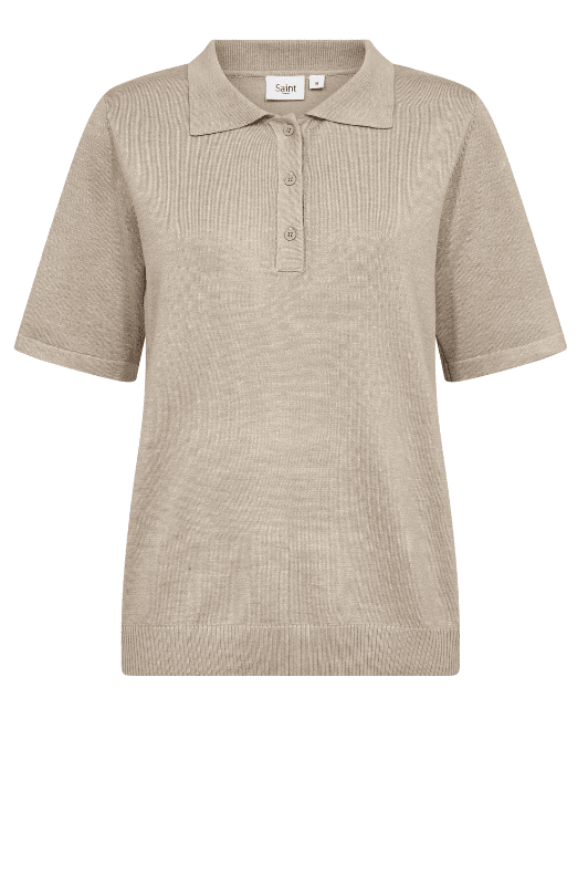 Saint Tropez Mila strik I Polo pullover i sand