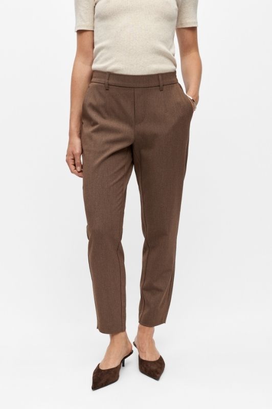 Object Lisa slim pant | Brun melange pæn buks I Dresslab