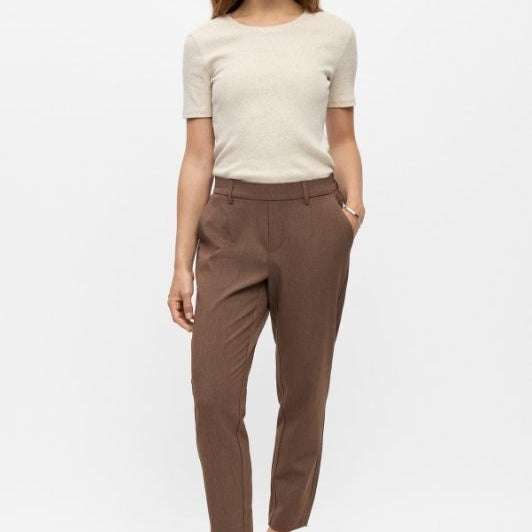 Object Lisa slim pant | Brun melange pæn buks I Dresslab