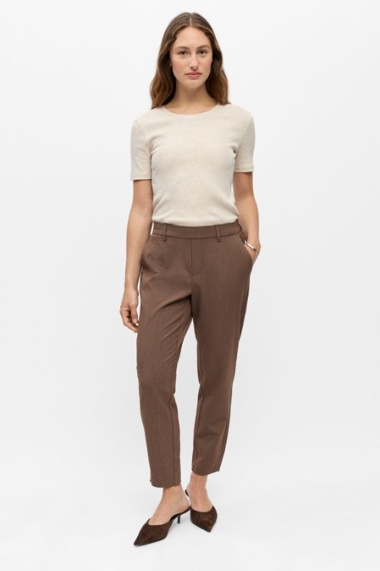 Object Lisa slim pant | Brun melange pæn buks I Dresslab