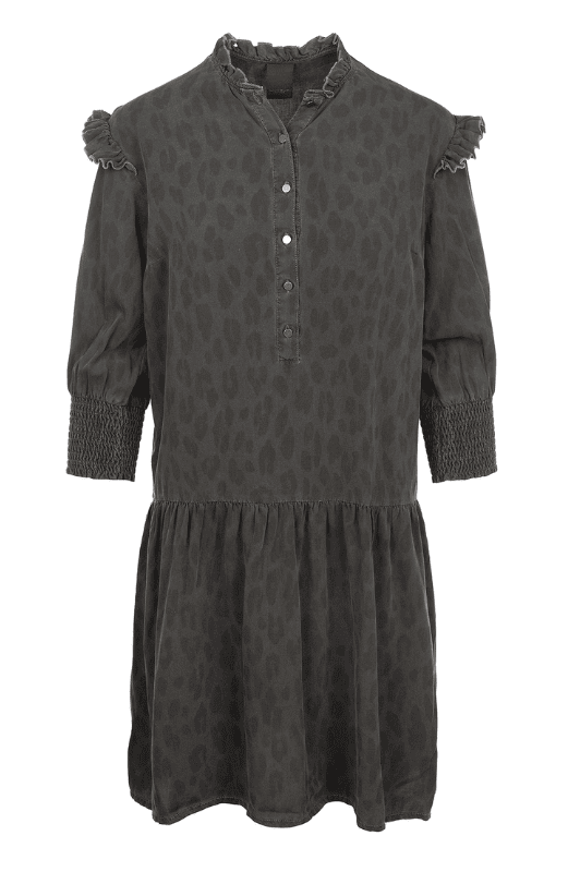 Luxzuz Bertariana Dress | Sød flæsekjole i leopard print i khaki grå