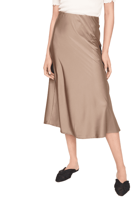 Saint Tropez Disa skirt | Smuk satin midi nederdel | Lys brun