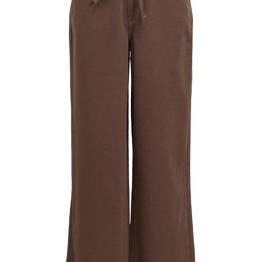 Object Rosie denim pant med bindebånd i taljen | Brun vask