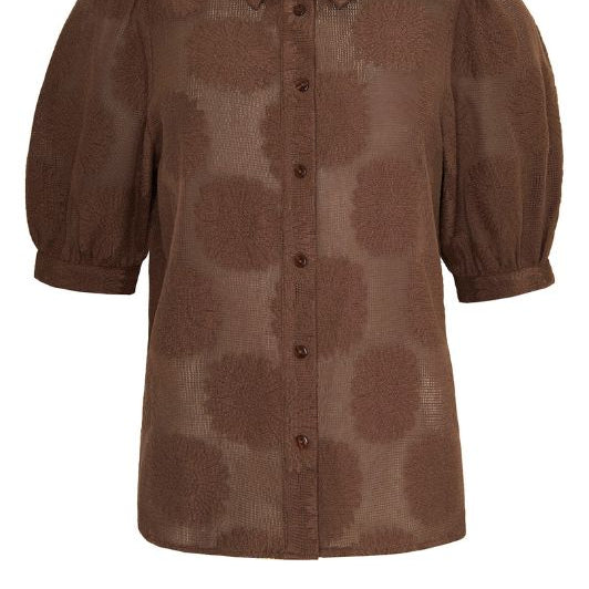 Ofelia Lola blouse I Fin strikbluse med blomstermotiv i brun
