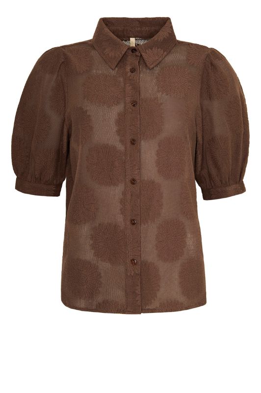 Ofelia Lola blouse I Fin strikbluse med blomstermotiv i brun