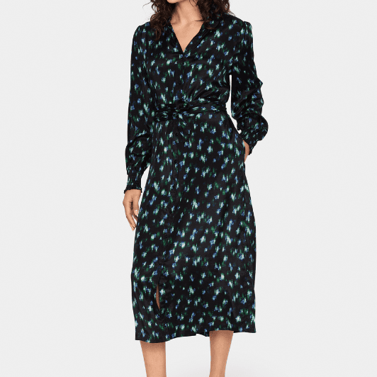 Saint Tropez Tama dress | Sort kjole med grønt og blå print