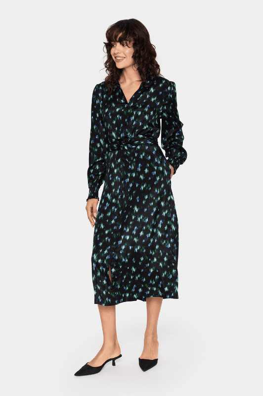 Saint Tropez Tama dress | Sort kjole med grønt og blå print