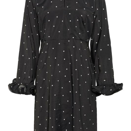 Karen By Simonsen Caroline Dress | Sort hvid prikket kjole