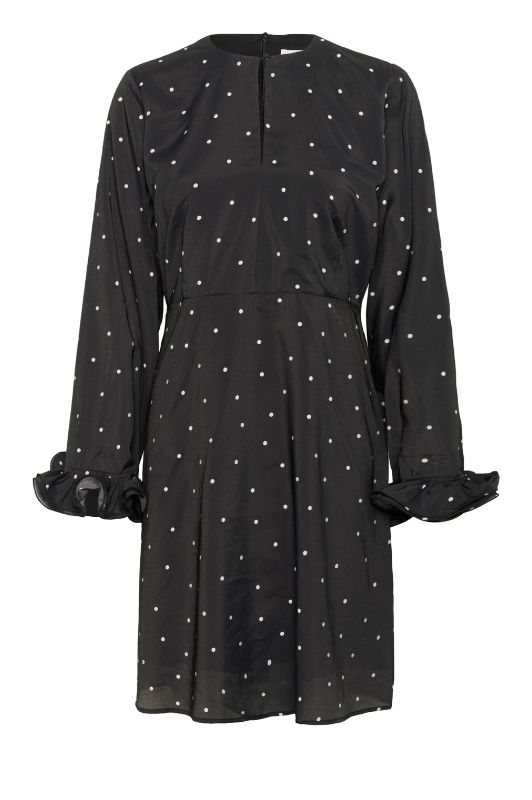 Karen By Simonsen Caroline Dress | Sort hvid prikket kjole