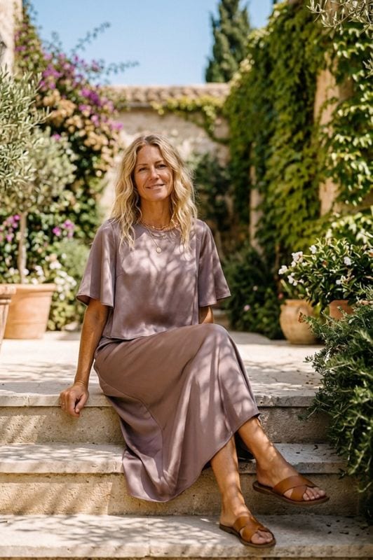 Prepair Mary dress | Karamelfarvet  festkjole i satin I Dresslab