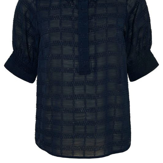 Ofelia Mera fest top i navy med ternet optik I Dresslab