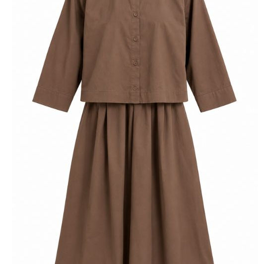Tooday Amara dress I Kjole i a-shape med skjortelook I Chokoladebrun