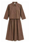 Tooday Amara dress I Kjole i a-shape med skjortelook I Chokoladebrun