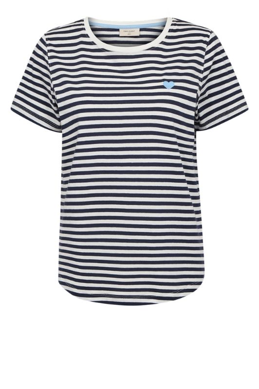 FreeQuent Mian t-shirt | Navy og hvidstribet sommer tee I Dresslab
