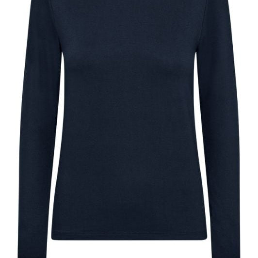 Freequent Liana bluse I Ensfarvet basistop i navy