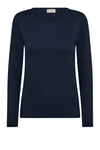 Freequent Liana bluse I Ensfarvet basistop i navy