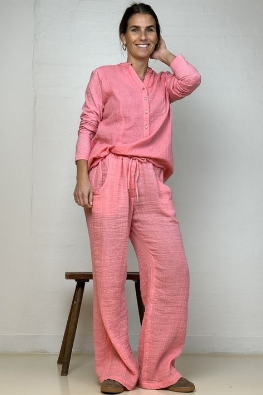 Gaspar Palermo shirt I Koral bluse i blødt bomuld
