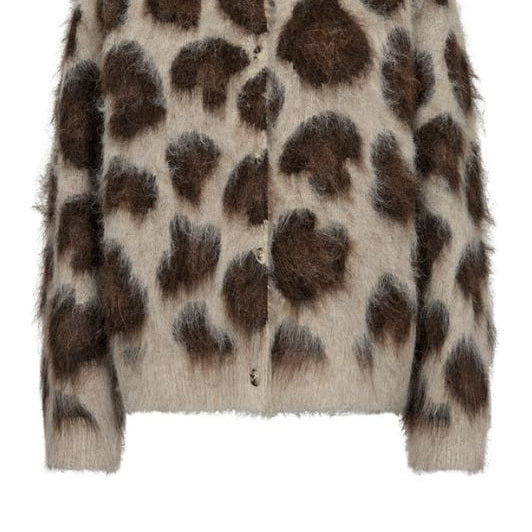 FreeQuent Lippi cardigan I Langhåret leopard strik
