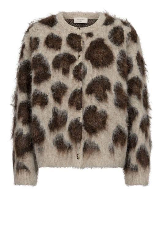 FreeQuent Lippi cardigan I Langhåret leopard strik