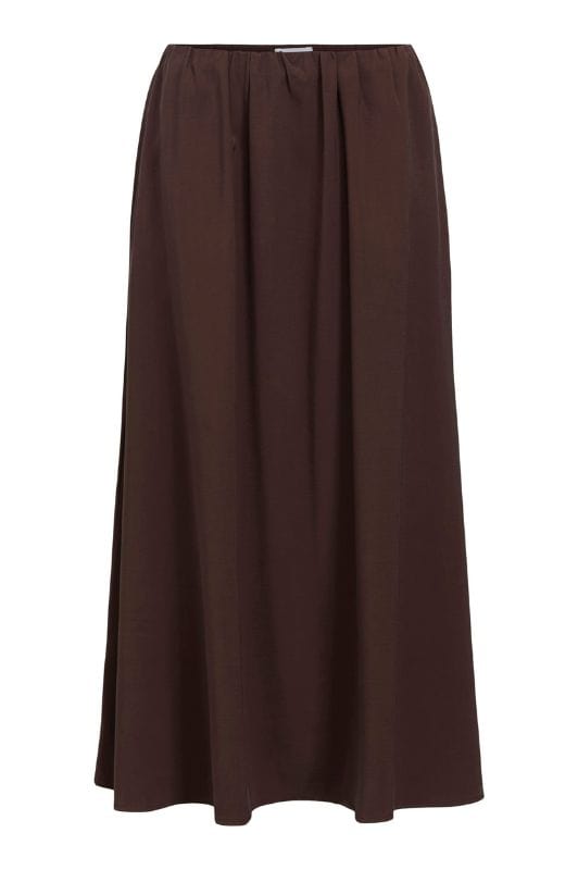Object Fia midi skirt I Cool klassisk nederdel med lommer i brun