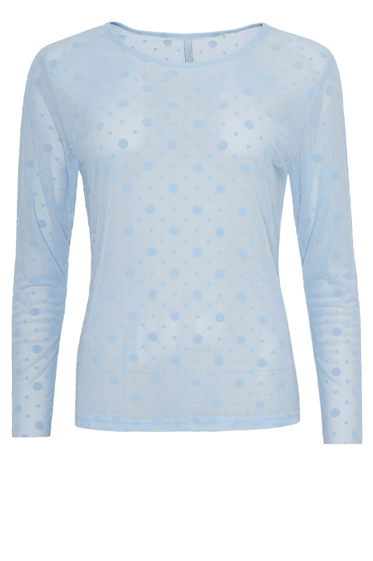 Ofelia Gitte bluse | Lyseblå meshbluse med prikker