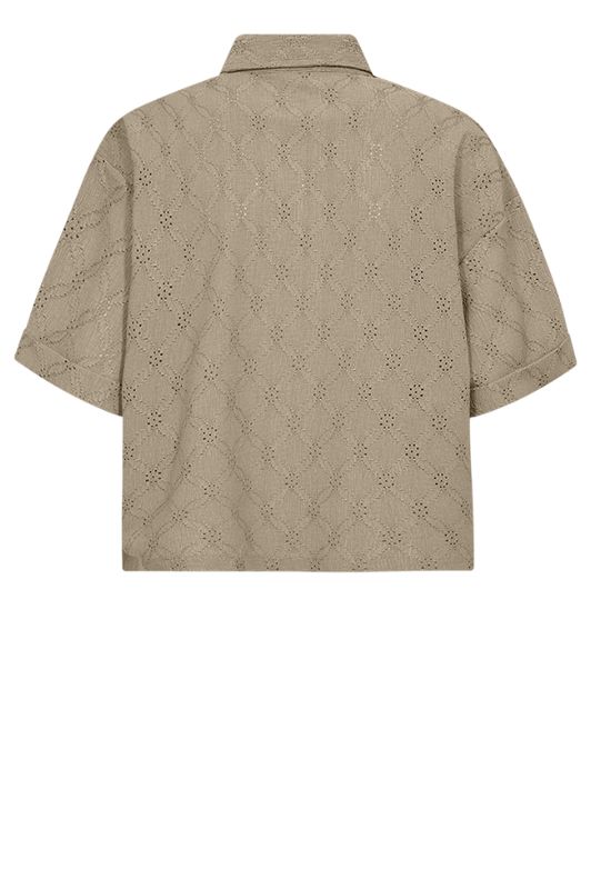 Freequent Mirna bluse I Pointelle skjorte i sand I Dresslab
