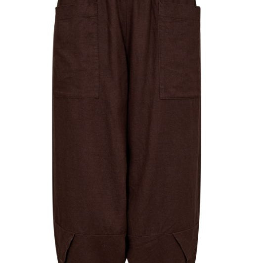 Freequent Lava berber pant | Cool hørbuks i mørkebrun I Dresslab