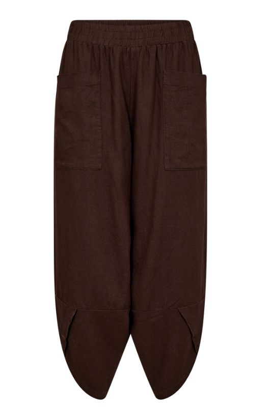 Freequent Lava berber pant | Cool hørbuks i mørkebrun I Dresslab