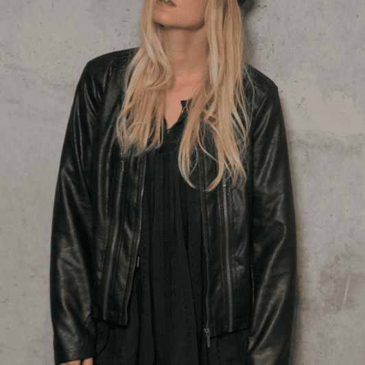 Luxzuz Athena Coated suede jakke | Cool sort bikerjakke | Skindlook