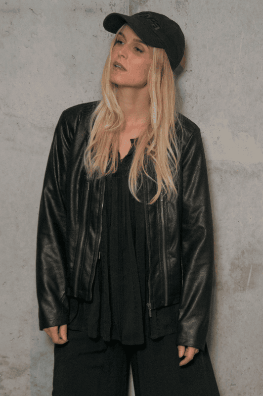 Luxzuz Athena Coated suede jakke | Cool sort bikerjakke | Skindlook