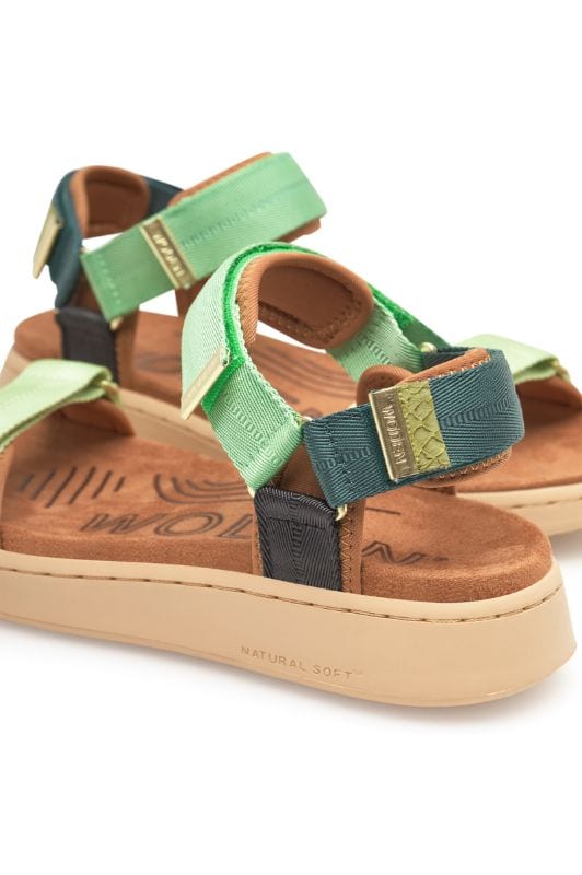 Woden Line sandal | Damesandal Apple green multi I Dresslab