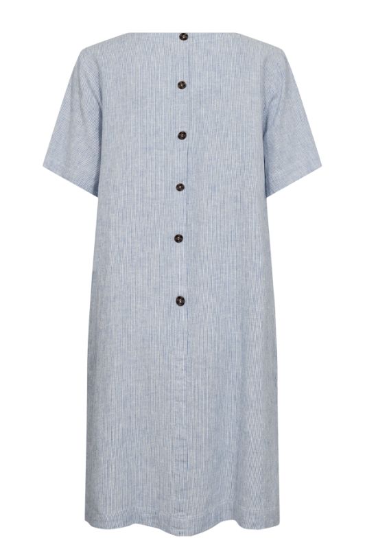 Freequent Lava dress | Stribet hørkjole i navy I Dresslab
