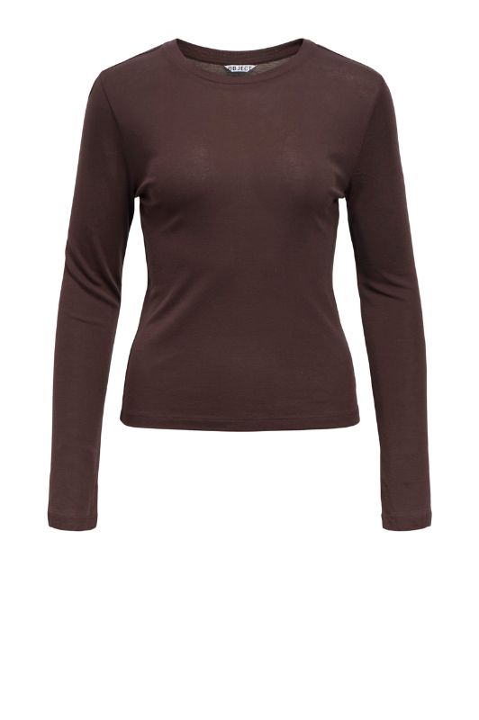 Object Alma top I Blød langærmet t-shirt i chokoladebrun