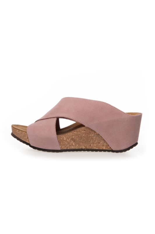 Copenhagen Shoes Frances sandal I Rosa ruskind med kilehæl
