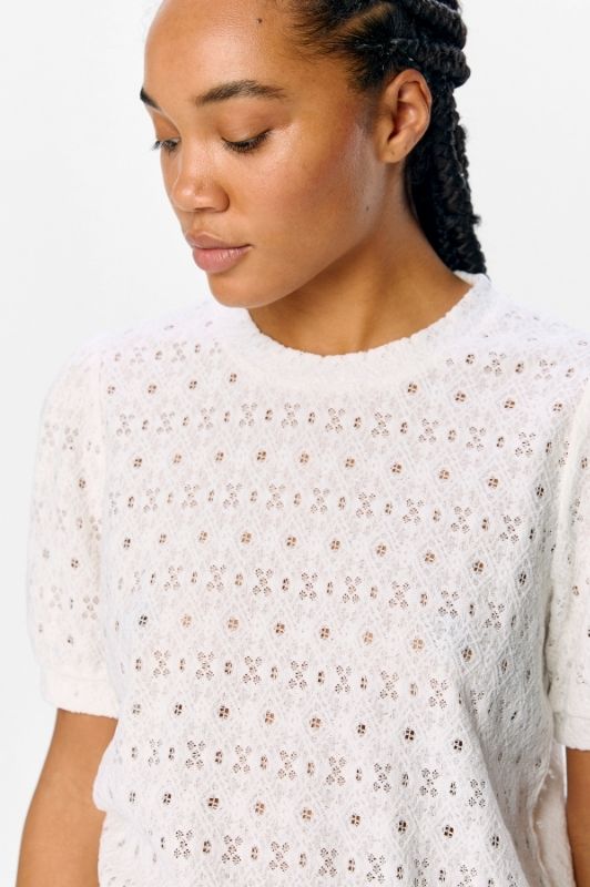 Object Laila hvid s/s top i blonde look I Dresslab