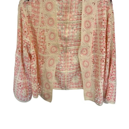 Luxzuz Polly cardigan I Sandfarvet cardigan med lyserødt mønster