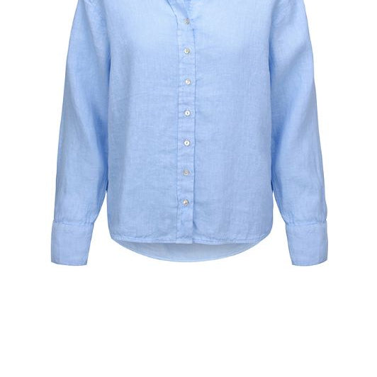 Luxzuz Kitt shirt I Blå gennemknappet hørskjorte