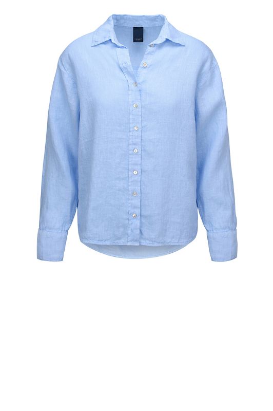 Luxzuz Kitt shirt I Blå gennemknappet hørskjorte