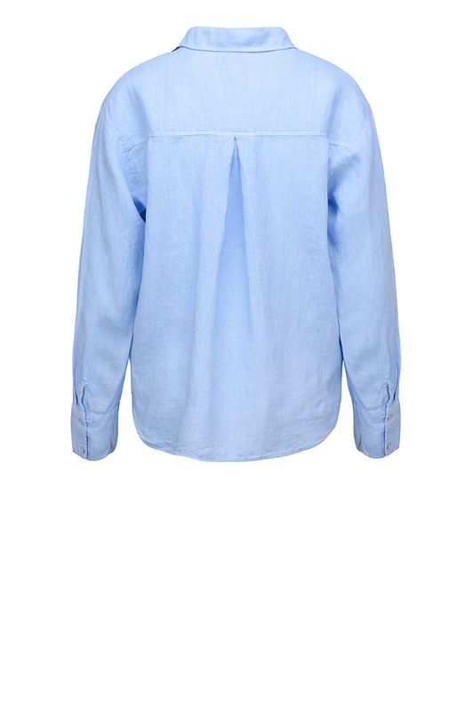 Luxzuz Kitt shirt I Blå gennemknappet hørskjorte