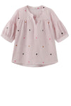 Luxzuz Vibse bluse I Rosa sommerbluse med stjerne broderi