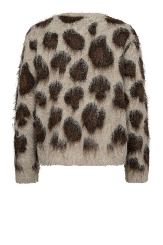 FreeQuent Lippi cardigan I Langhåret leopard strik