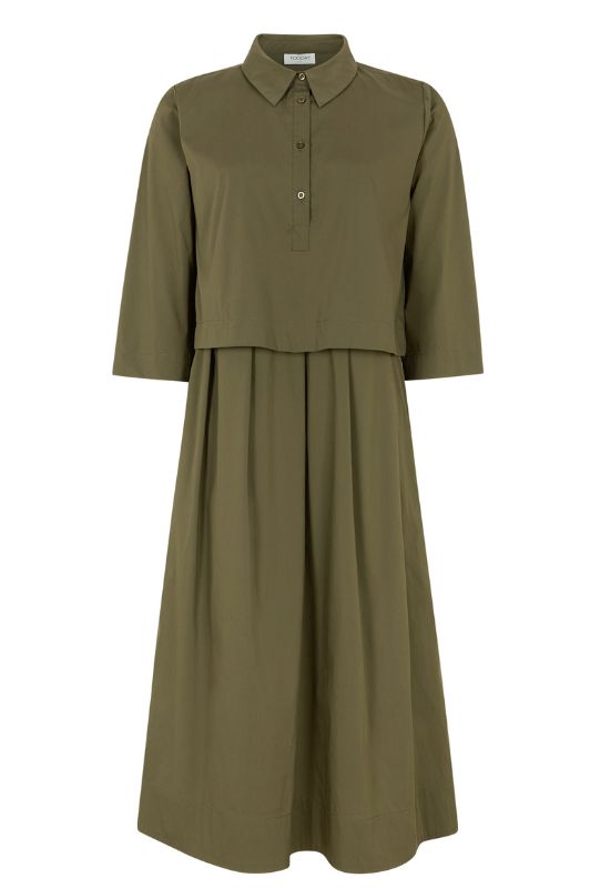 Tooday Amara dress I Kjole i a-shape med skjortelook I Army