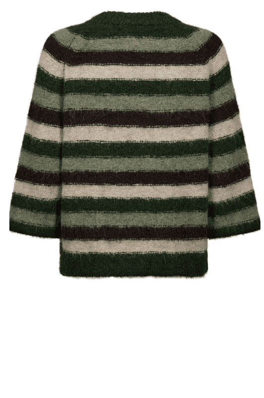 Freequent Lulu stribet strik pulli i khaki toner
