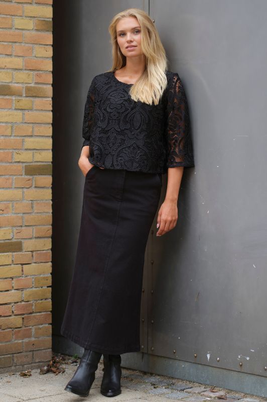 Prepair Madeleine bluse I Flot blondetop i sort