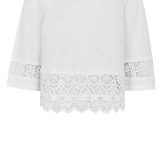 Tooday Alba bluse med blondebort i hvid I Dresslab