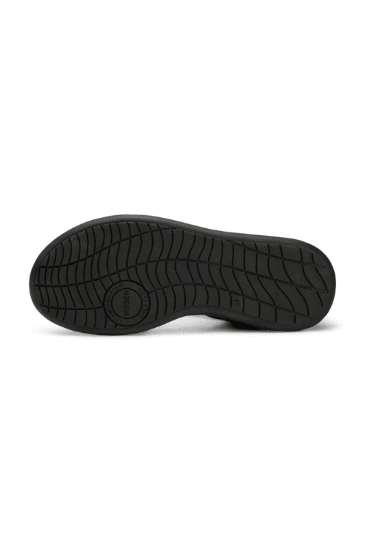 Woden Line sandal | Damesandal i sort med sort sål I Natural Soft sål