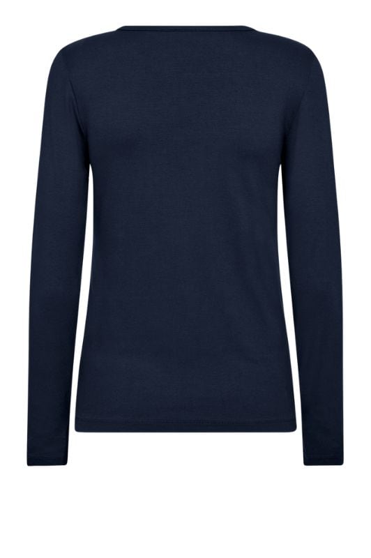 Freequent Liana bluse I Ensfarvet basistop i navy